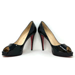 Christian Louboutin Very Prive 120 Black Patent Lether Peep Toe Heels 41.5 UK 8.5