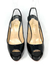 Christian Louboutin Black Patent Peep Toe Heels 