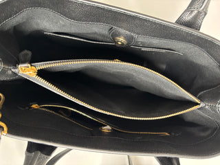 Burberry Medium Banner Black Leather House Check Shoulder Bag