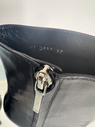 Christian Dior Black Leather Heeled Ankle Boots 37 UK4