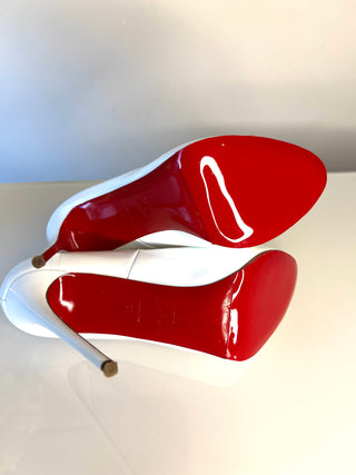 Christian Louboutin New Very Privé 120 White Patent Leather Heels – Size 37 / UK 4