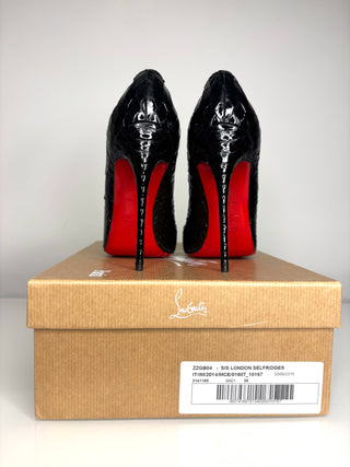 Christian Louboutin Preloved So Kate 120 Black Python Crystal Heels 36 UK3