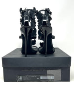 Giuseppe Zanotti Black Patent Leather Wing Heel Sandals 