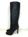 Christian Louboutin Vicky Botta 100 Black Leather Platform Knee High Boots 40 UK 7