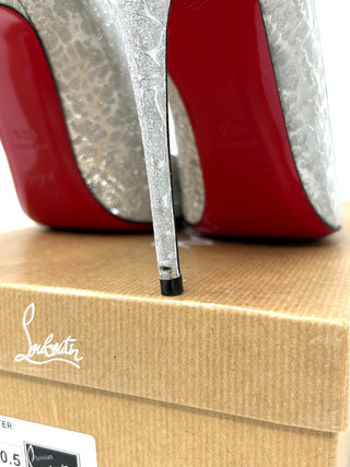 Christian Louboutin Silver Glitter Pump Heels 