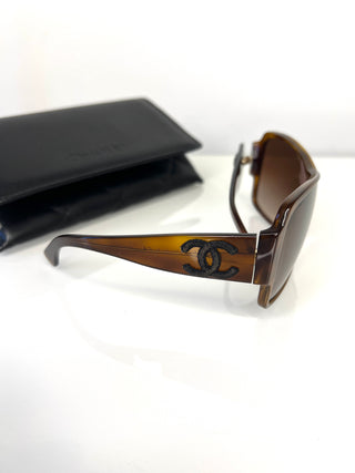 Chanel CH5449 Rectangular Brown Tortoise Shield Sunglasses