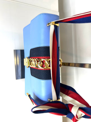Gucci Sylvie Light Blue Leather  Shoulder Bag