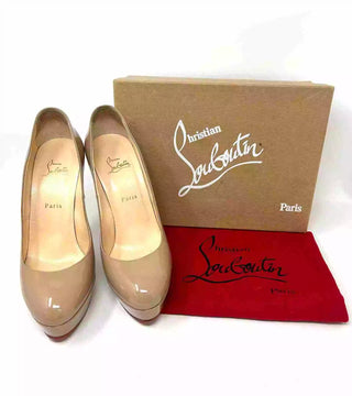 Christian Louboutin Bianca 140 Nude Patent Leather Platform Heels 41 UK 8