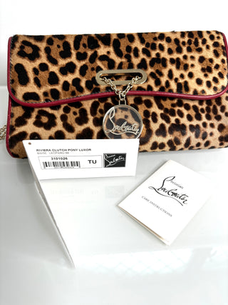 Christian Louboutin Riviera Pony Leopard Clutch Shoulder bag