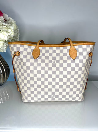 Louis Vuitton Preloved Neverfull MM Damier Azur Tote Bag