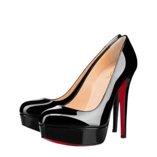 Christian Louboutin Black Patent Leather Platform Pump Heels