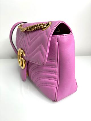 Gucci Marmont Medium Pink Matelasse Leather Shoulder Bag