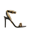 Versace Black Leather Medusa Medal Studded Heel Sandals