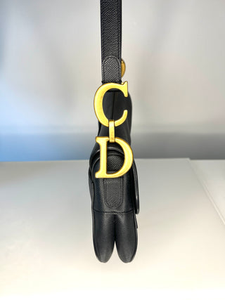 Dior Saddle Bag Black Grained Calfskin Handbag