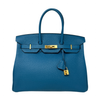 Hermes Gold Hardware Blue Leather Handbag