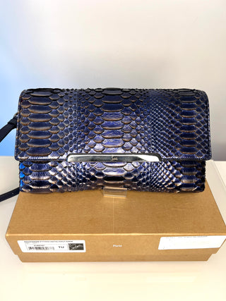 Christian Louboutin Rougissime Blue snakeskin  clutch bag 
