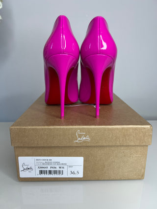 Christian Louboutin Hot Chick 100 Bolerose Pink Patent Leather Heels 36.5 UK3.5