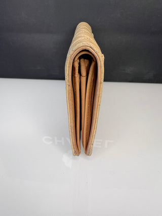 Chanel Classic Beige Lambskin Long Flap Yen Purse Wallet