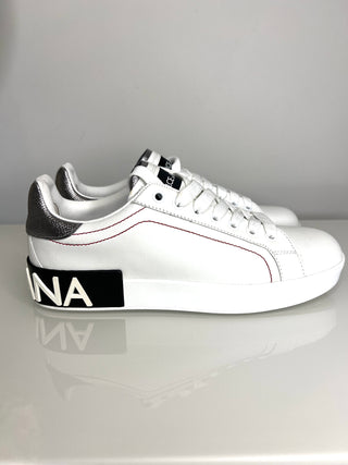Dolce & Gabbana Portofino Logo White Sneakers Trainers 38 UK5