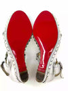 Christian Louboutin Pyraclou Silver Leather Pyramid Studded Wedge Sandals Small Fit 41 UK 8