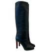 Christian Louboutin Black Leather Platform Pull On Boots 