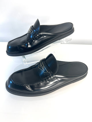 Christian Dior Boy Black Leather Mules Loafers 38.5 UK5.5