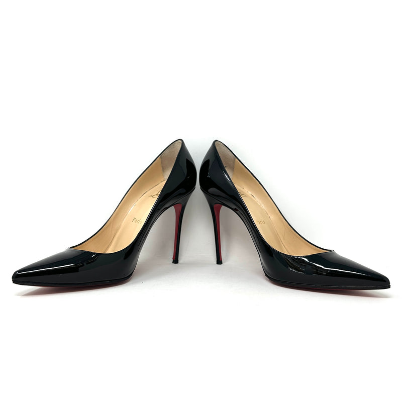 Christian Louboutin Kate 100 Black Patent Leather Pump Heels 38.5 UK 5.5