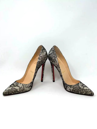 Christian Louboutin Pigalle 120 Black/Nude Crepe Lace Pumps 40 UK 7