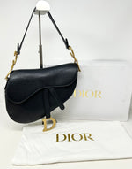 Christian Dior Black Leather Saddle Handbag