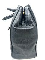 Vitello Daino Black Grained Leather Tote Bag