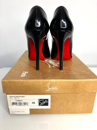 Christian Louboutin Fifille 100 Black Patent Heels 36 UK3