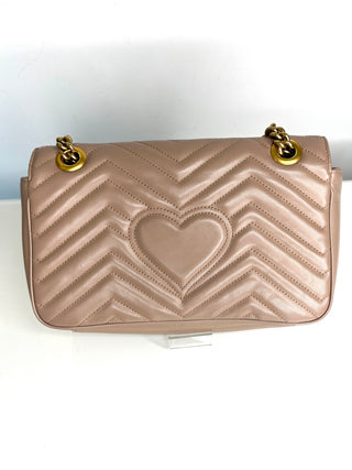 Gucci Preloved Marmont Medium Beige Leather Shoulder Bag