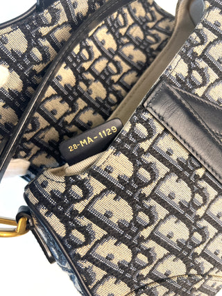 Christian Dior Mini Saddle Bag – Oblique Canvas Navy Leather Handbag