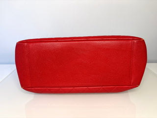 Chanel Preloved GST Red Caviar Leather Grand Shopper Bag