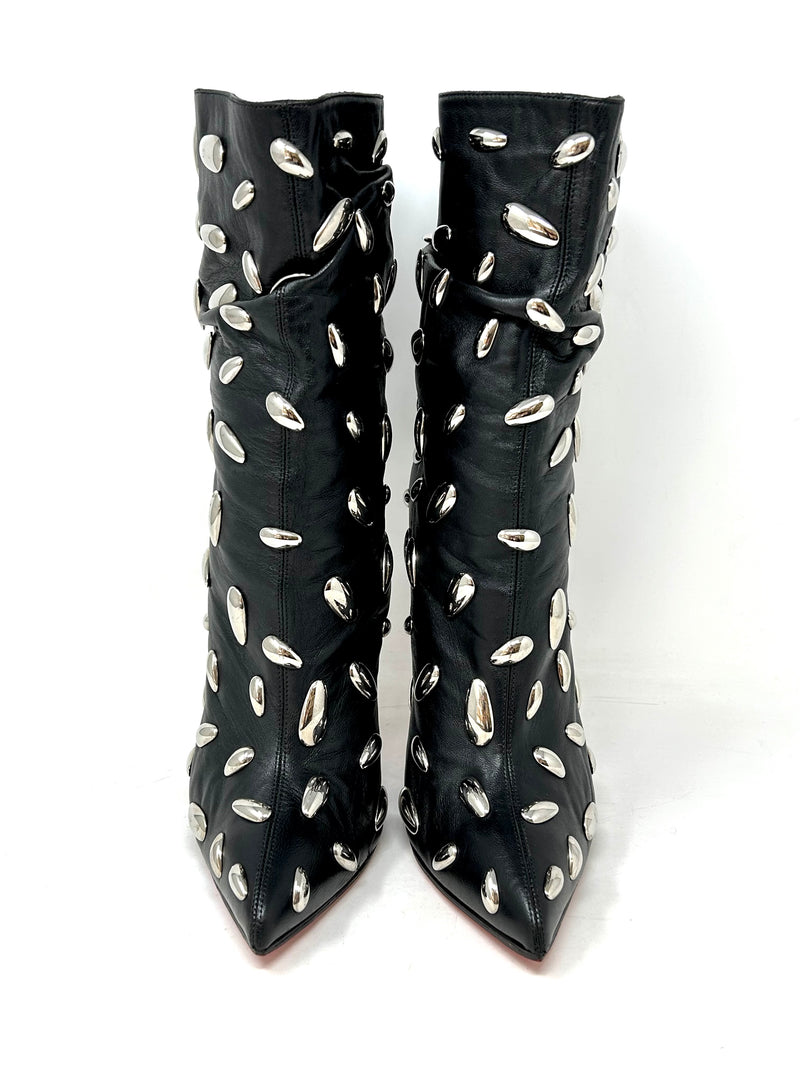 Christian Louboutin Black Leather Studded Heel Boots
