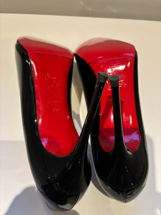 Christian Louboutin Kate 100 Black Patent Leather Heels 40.5 UK7.5