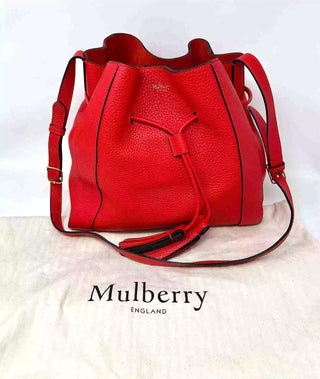 Mulberry Millie Small Bright Red Grainy Leather Tassel Tote Bag