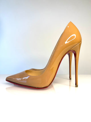 Christian Louboutin So Kate glossy nude patent leather heels with red soles