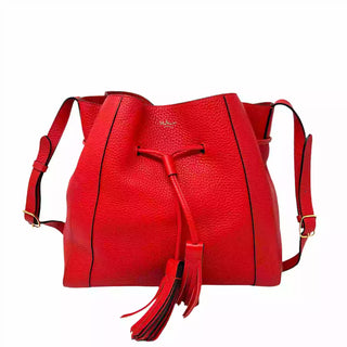 Mulberry Millie Small Bright Red Grainy Leather Tassel Tote Bag