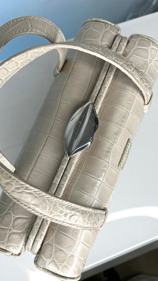 Lulu Guinness Mary Cream Croc-Embossed Handbag
