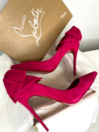 Christian Louboutin Rabakate 100 Pink Suede Heels 39.5 UK6.5