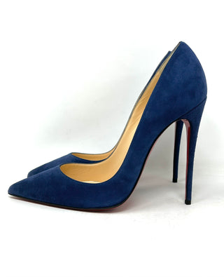 Christian Louboutin Navy Suede Leather Pump Heels 