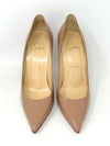 Christian Louboutin Decollete 554 100 Nude Patent Leather Pump Heels 38 UK 5