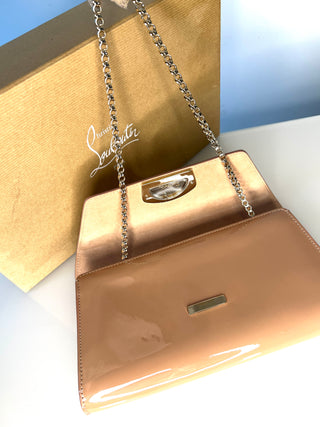 Christian Louboutin Vero Dodat Nude Patent Leather Clutch Bag