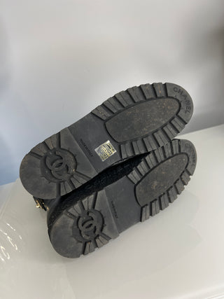 Chanel Preloved Black Leather CC Chelsea Boots 39 UK6