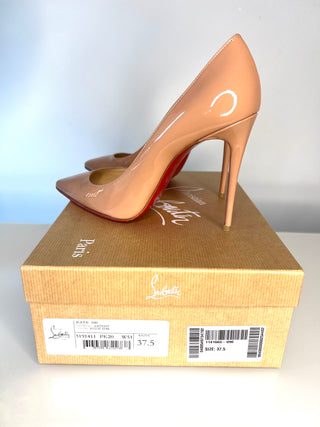 Christian Louboutin Kate 100 Nude Patent Leather Pumps – Size 37.5 UK 4.5