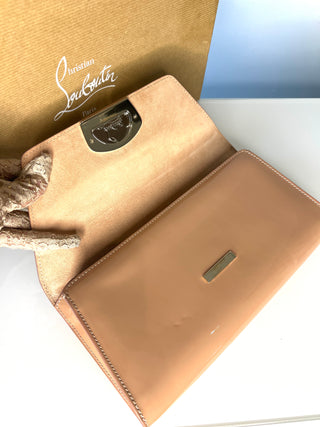 Christian Louboutin Vero Dodat Nude Patent Leather Clutch Bag