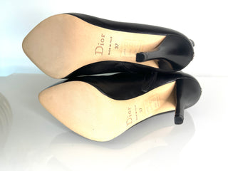 Christian Dior Black Leather Heeled Ankle Boots 37 UK4