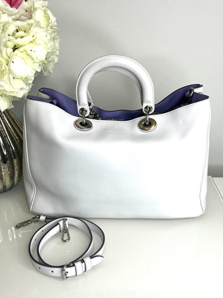 Christian Dior Pre-Loved 2011 White Leather Diorissimo Satchel Shoulder Bag