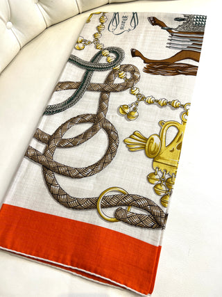 Hermes Palefroi Cashmere Silk Shawl 140